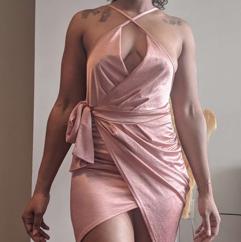 Pink satin party dress